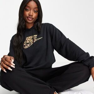 Nike Black Hoodie with Animal Print Logo